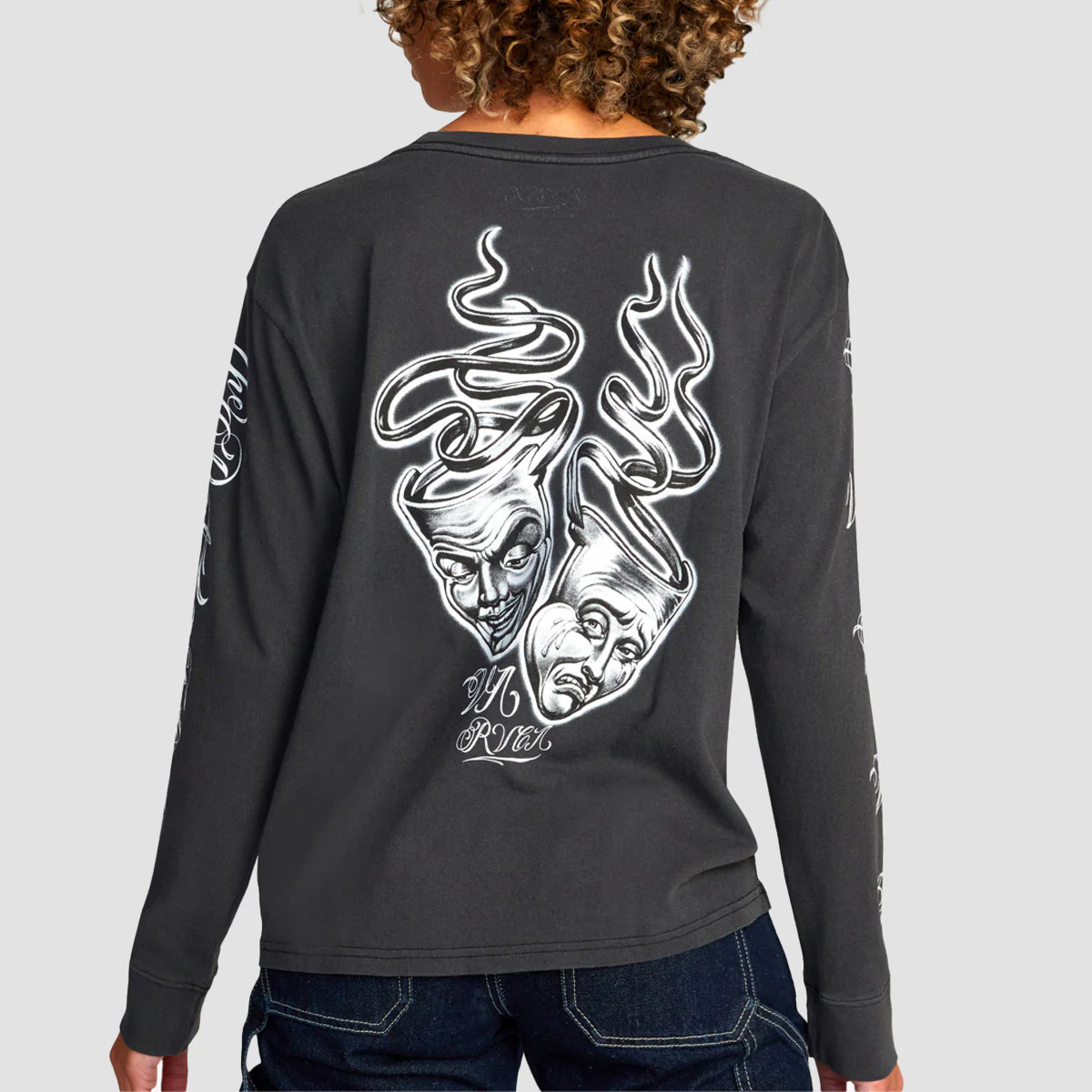 RVCA Mister Cartoon Laugh Now Longsleeve T-Shirt Black - Womens - Image 2