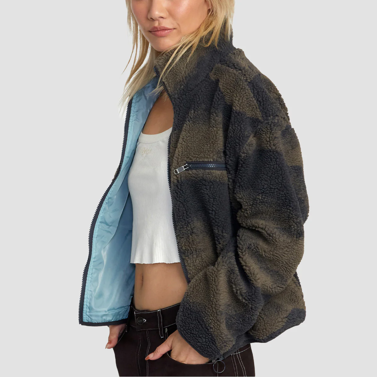 RVCA Oh Hush Sherpa Jacket Green Haze - Womens - Image 3