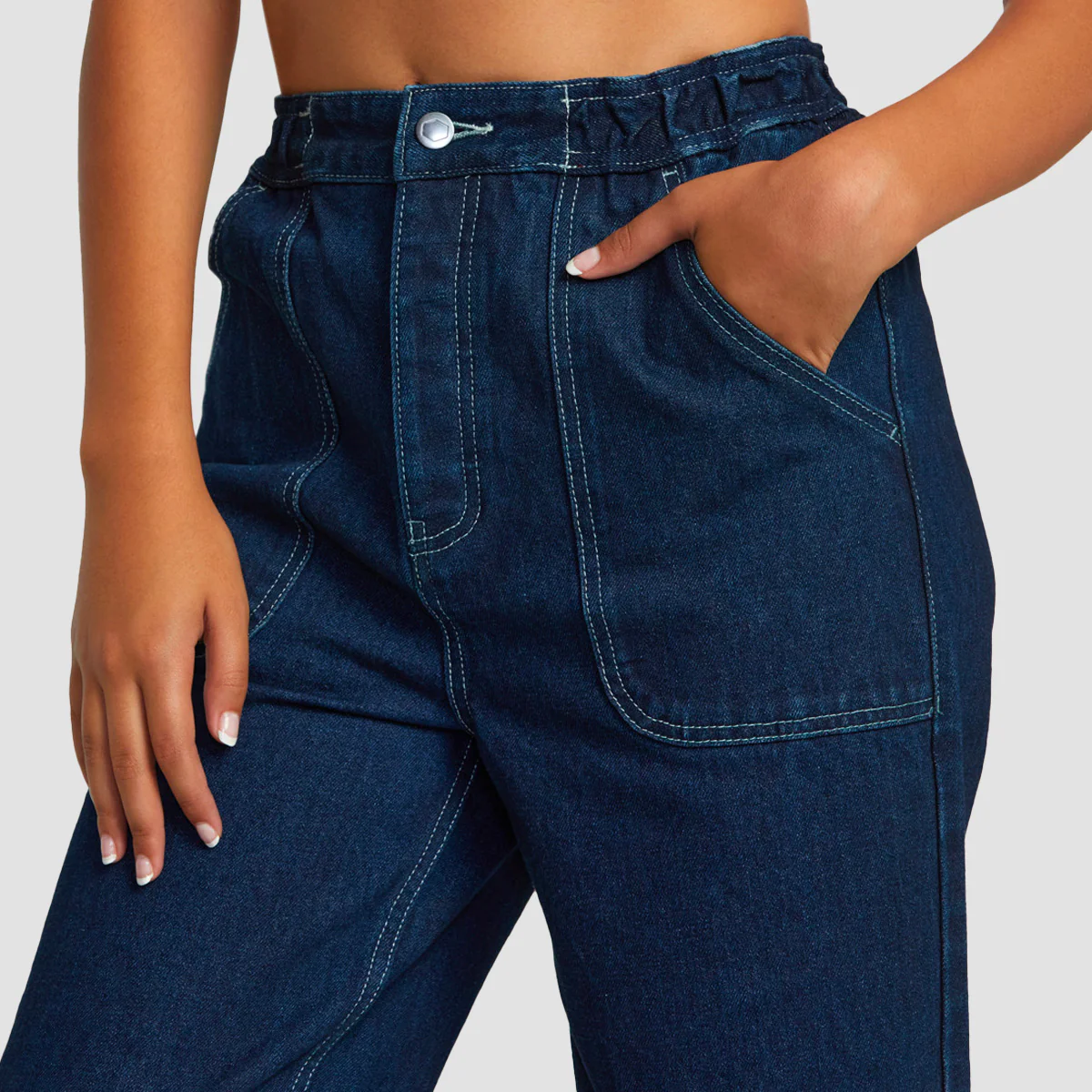RVCA Scrunchie High Waist Jeans Dark Indigo - Womens - Image 3