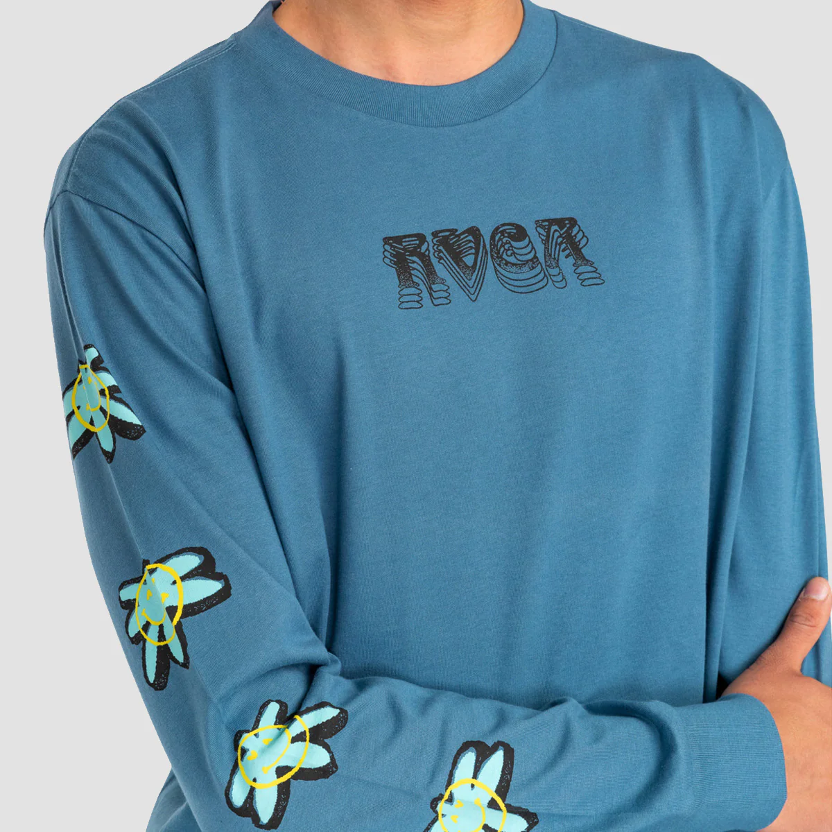 RVCA Starish Longsleeve T-Shirt Cool Blue - Image 3