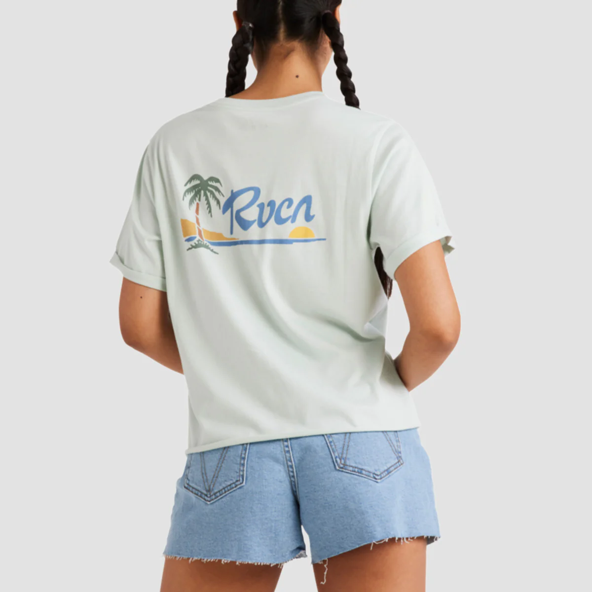 RVCA Sunset Cuffed T-Shirt Green Tea - Womens - Image 2