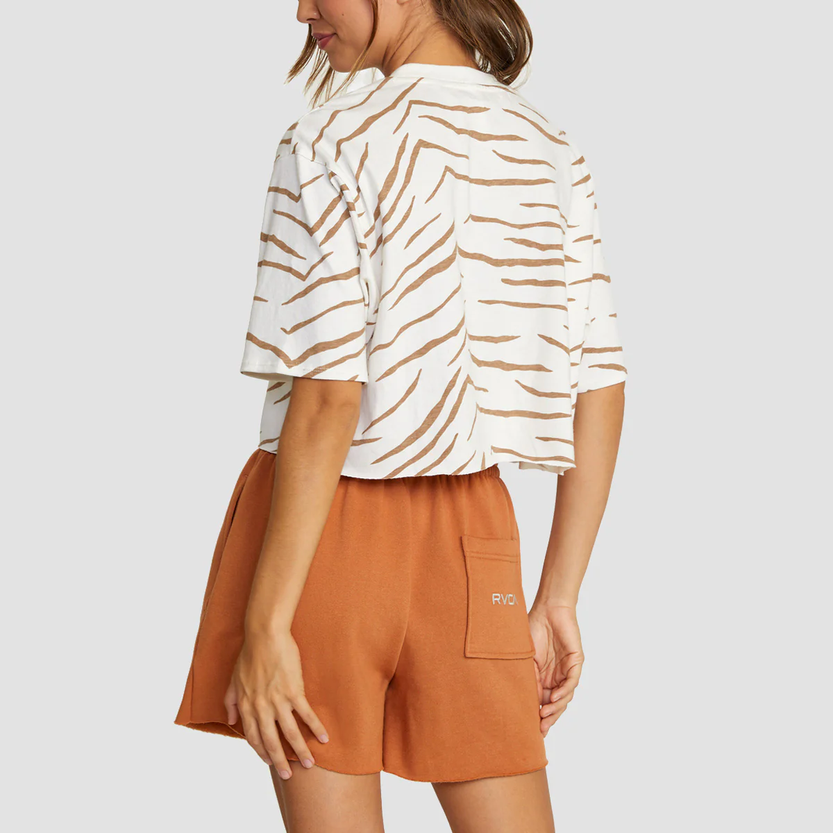 RVCA Test Drive Crop T-Shirt Wood - Womens - Image 2