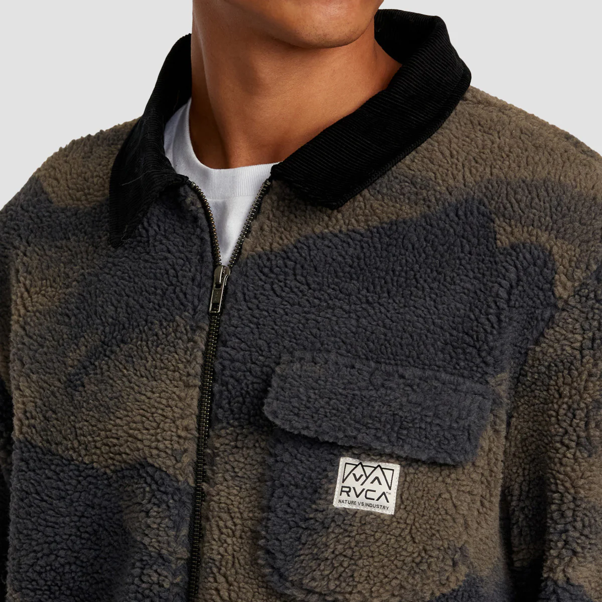 RVCA Walker Sherpa Jacket Blue Haze - Image 3