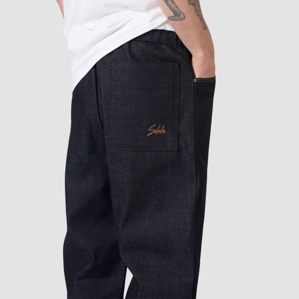 Salads Handmade Original Fit Denim Trousers Black - Image 3