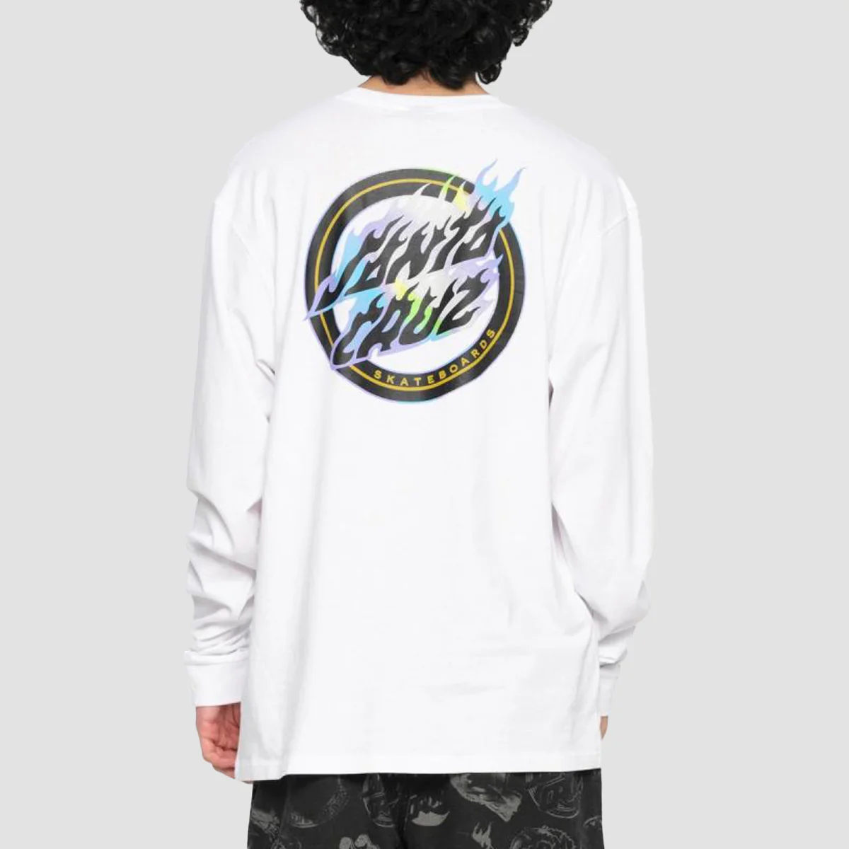 Santa Cruz Holo Flamed Dot Longsleeve T-Shirt White - Image 2