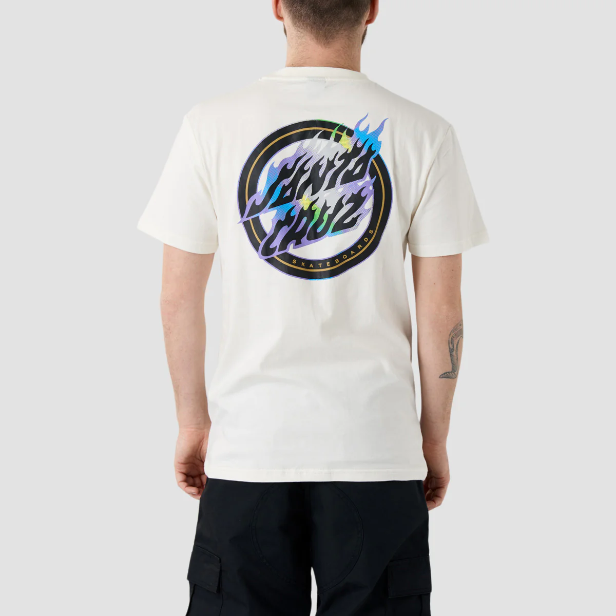 Santa Cruz Holo Flamed Dot T-Shirt Unbleached Cotton - Image 3