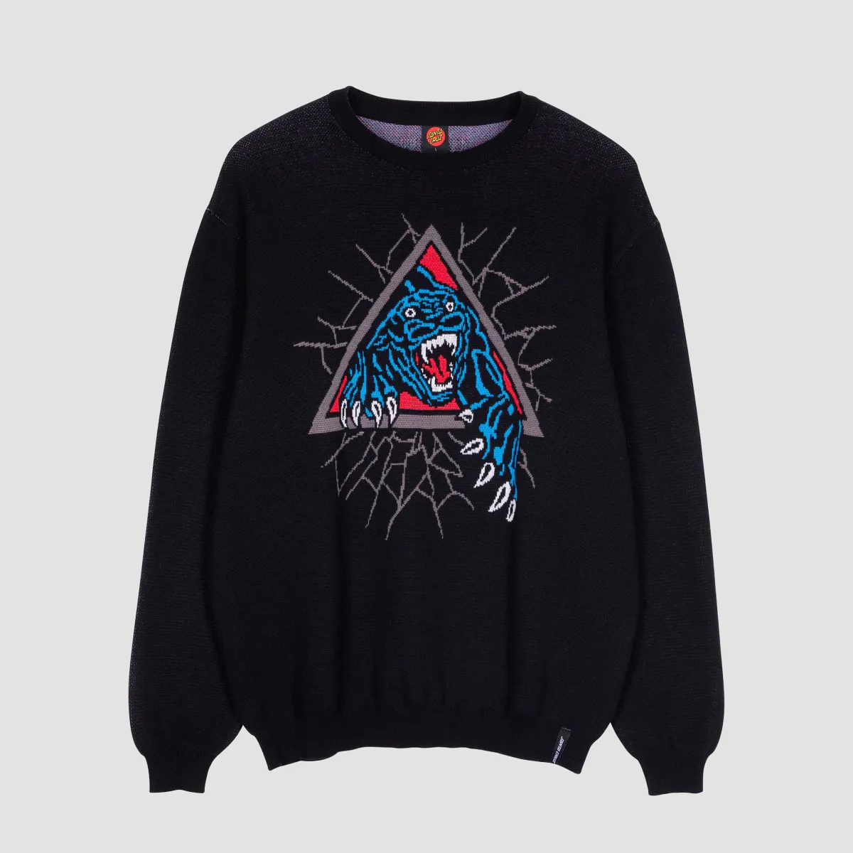Santa Cruz Natas SC Panther Knit Crew Sweater Black - Image 3