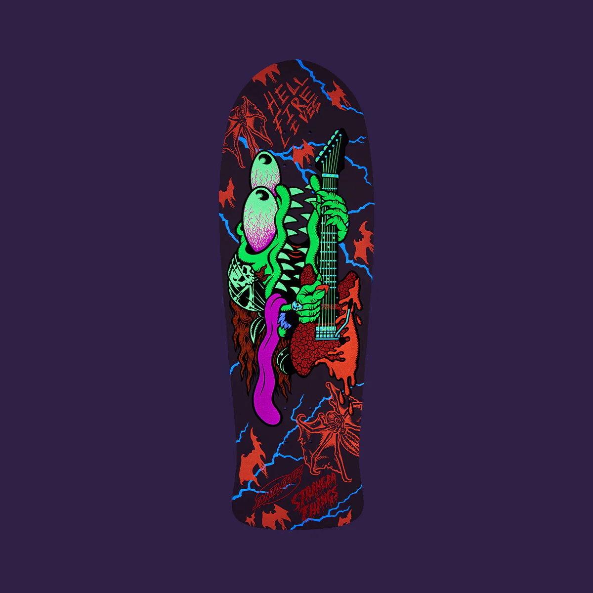 Santa Cruz X Stranger Things Meek Slasher Eddie Reveal Skateboard Deck GITD - 10.1" - Image 2