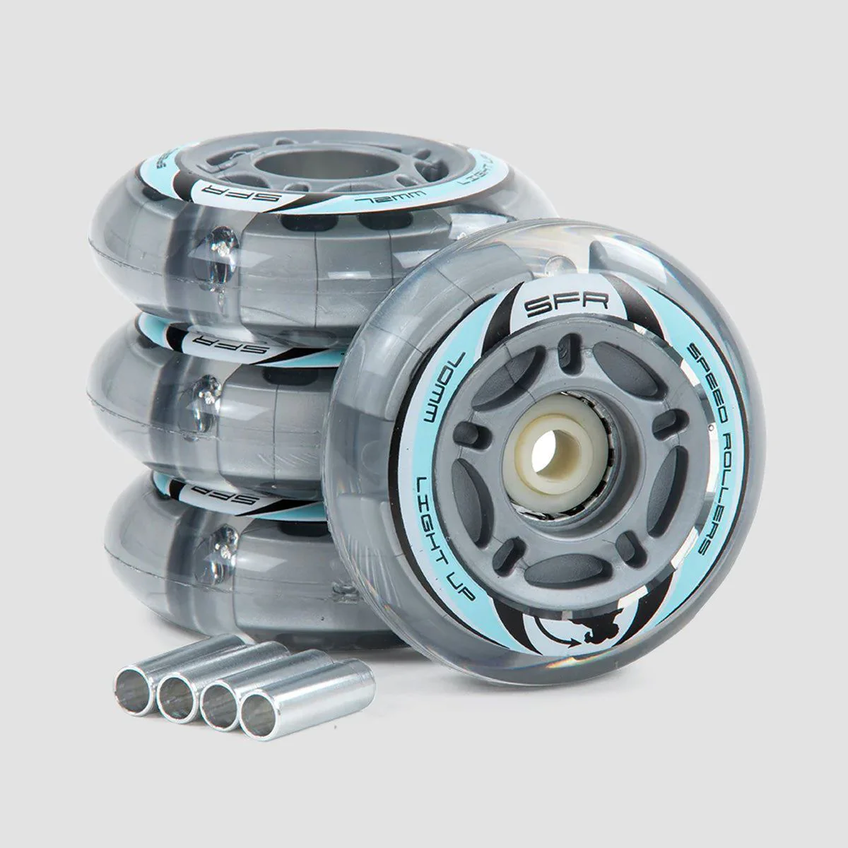 SFR Light Up Inline Wheels Silver 64mm