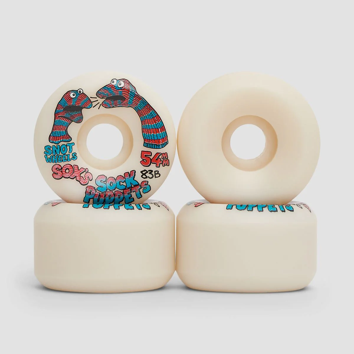 Snot Sox’s Sock Puppets Conical 83B Skateboard Wheels Glow In The Dark 54mm