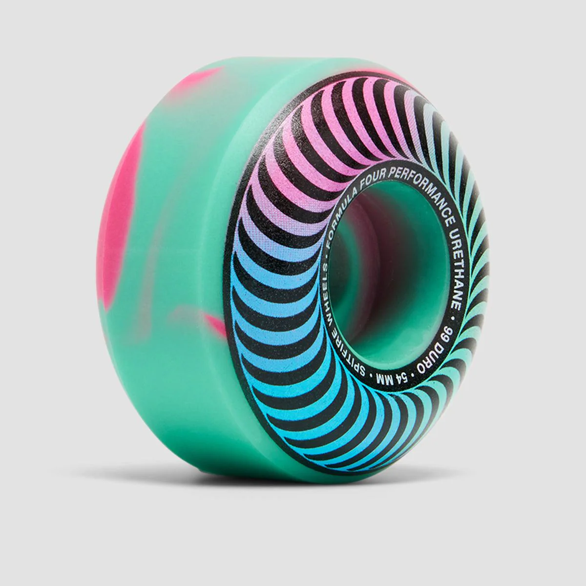 Spitfire Formula Four Classic 99DU Skateboard Wheels Pink/Teal Swirl 54mm - Image 2