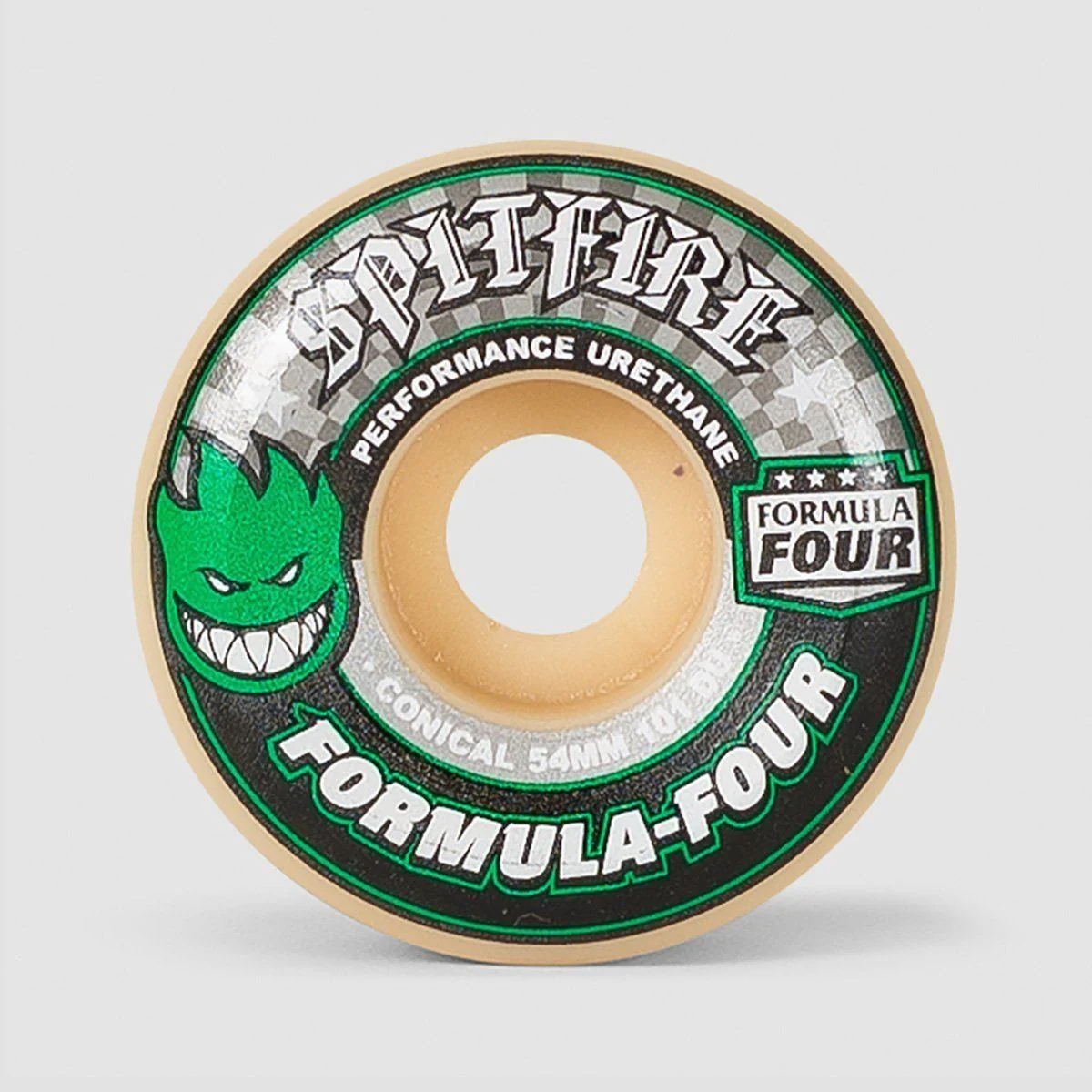 Spitfire Formula Four Conical 101DU Skateboard Wheels Natural/Green 54mm - Image 2