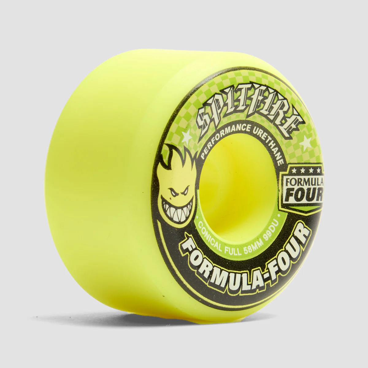 Spitfire Formula Four Conical Full 99DU Skateboard Wheels Neon Yellow 58mm - Image 2