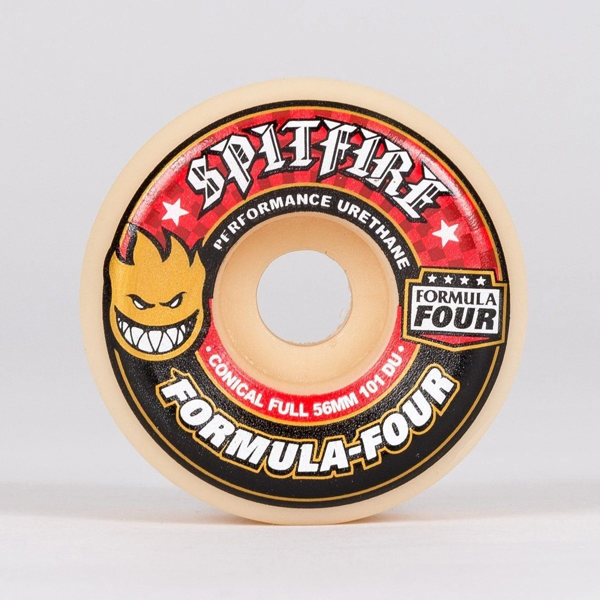 Spitfire Formula Four Conical Full 101DU Skateboard Wheels Natural/Red 56mm - Image 2