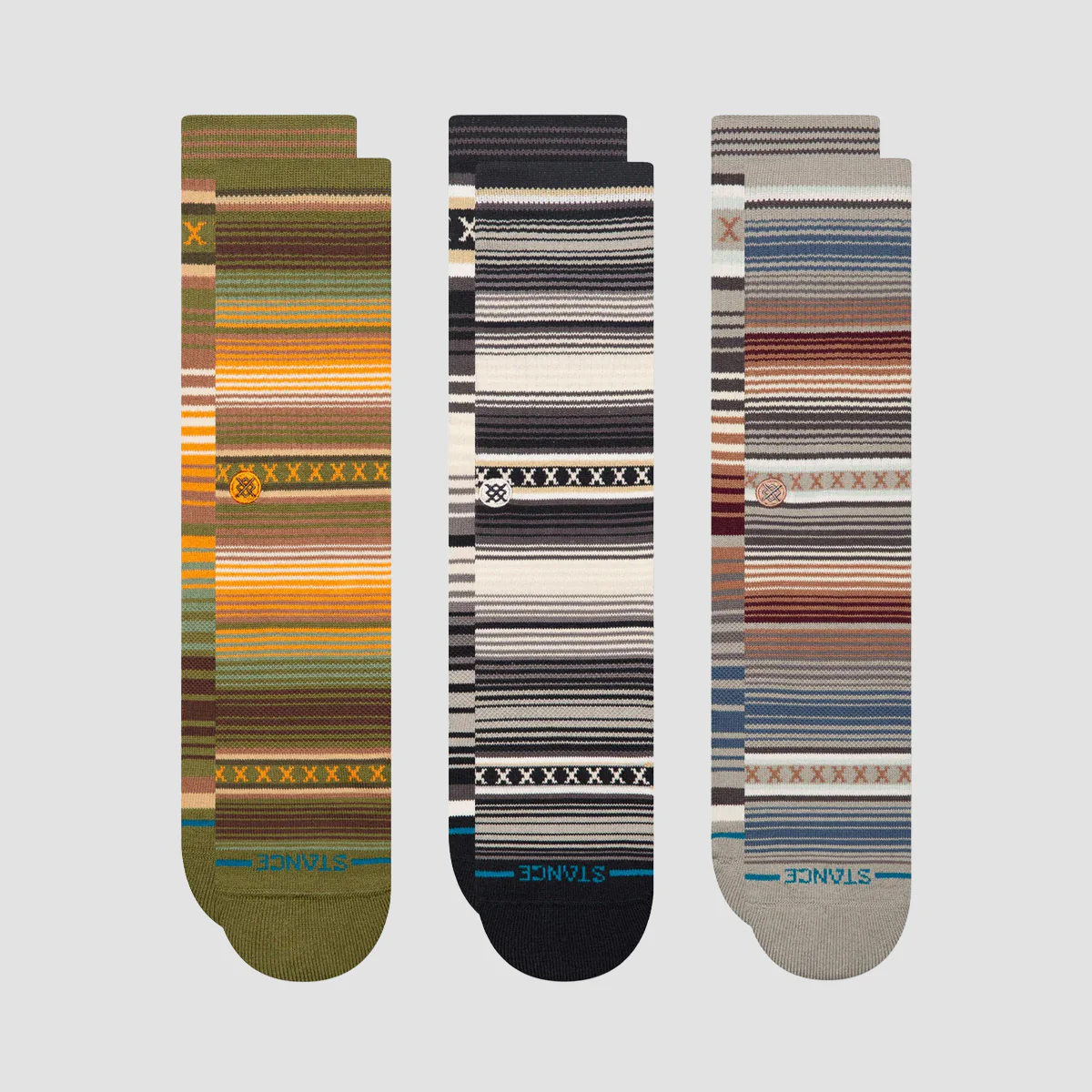 Stance Curren Crew Socks 3 Pack Green