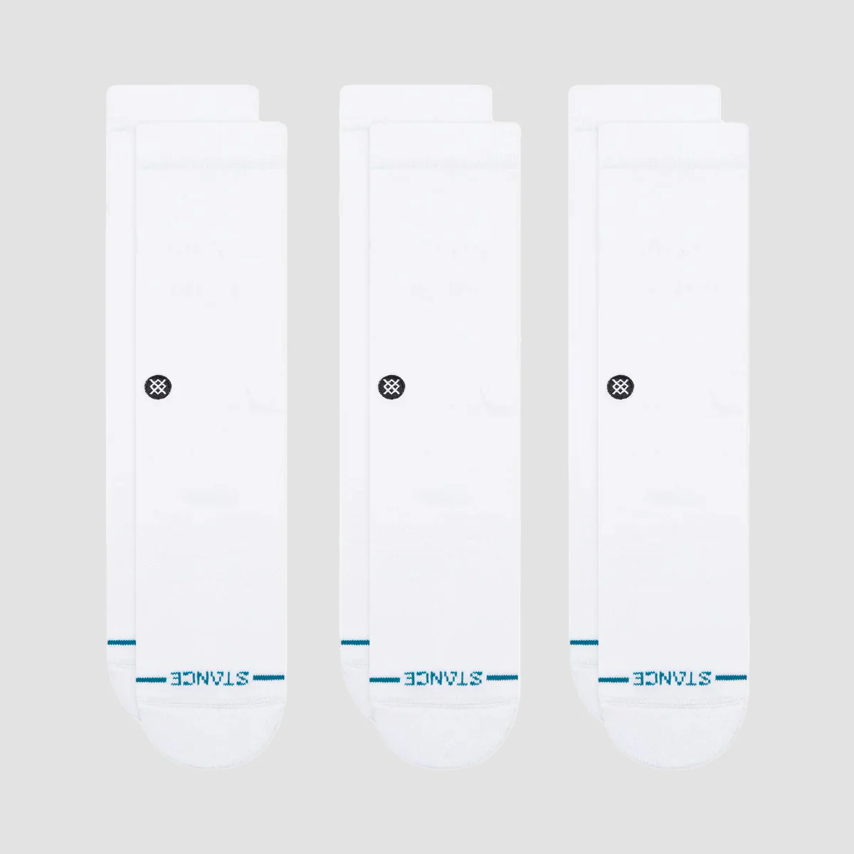 Stance Icon Crew Socks 3 Pack Stealth White/White