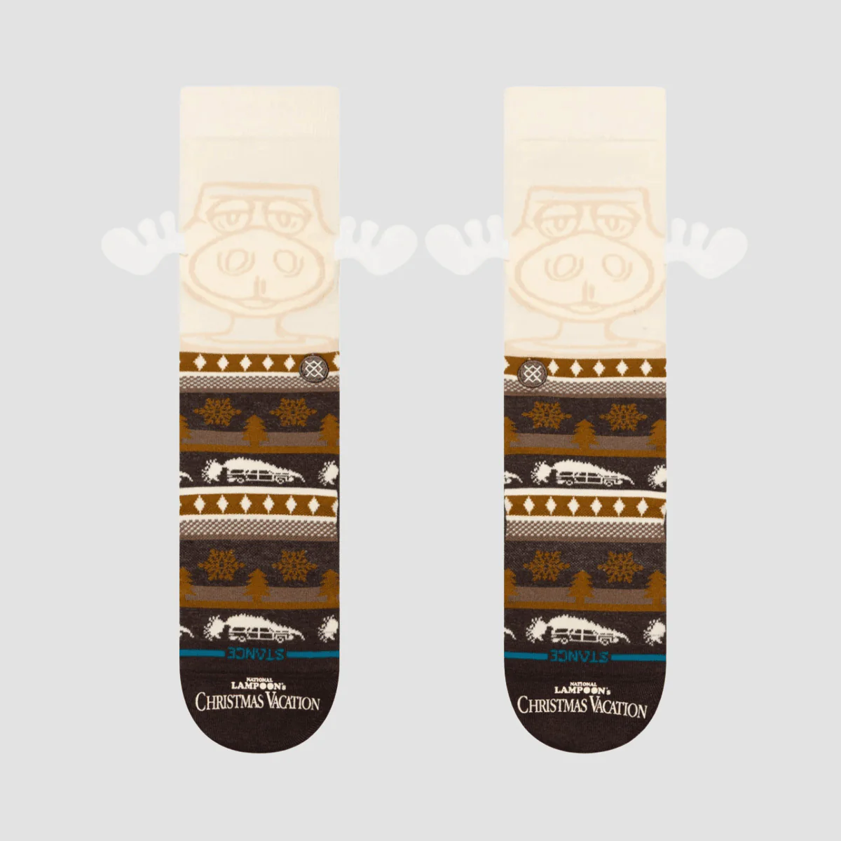 Stance National Lampoon's Have Some Eggnog Crew Socks Dark Brown - Image 2