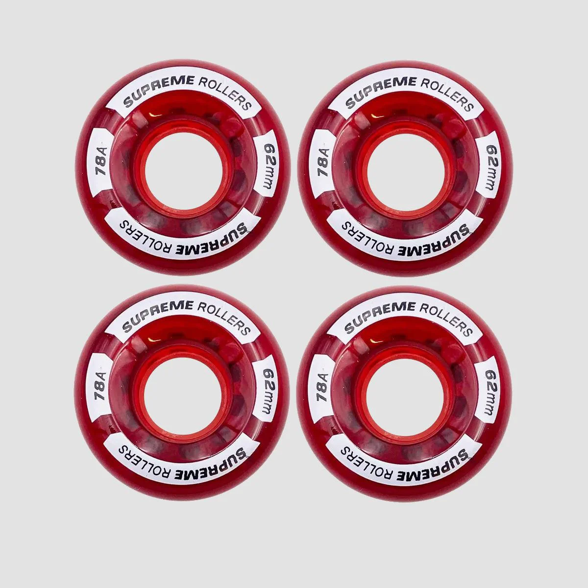 Supreme 78A Rollers Quad Wheels X4 Red 62mm