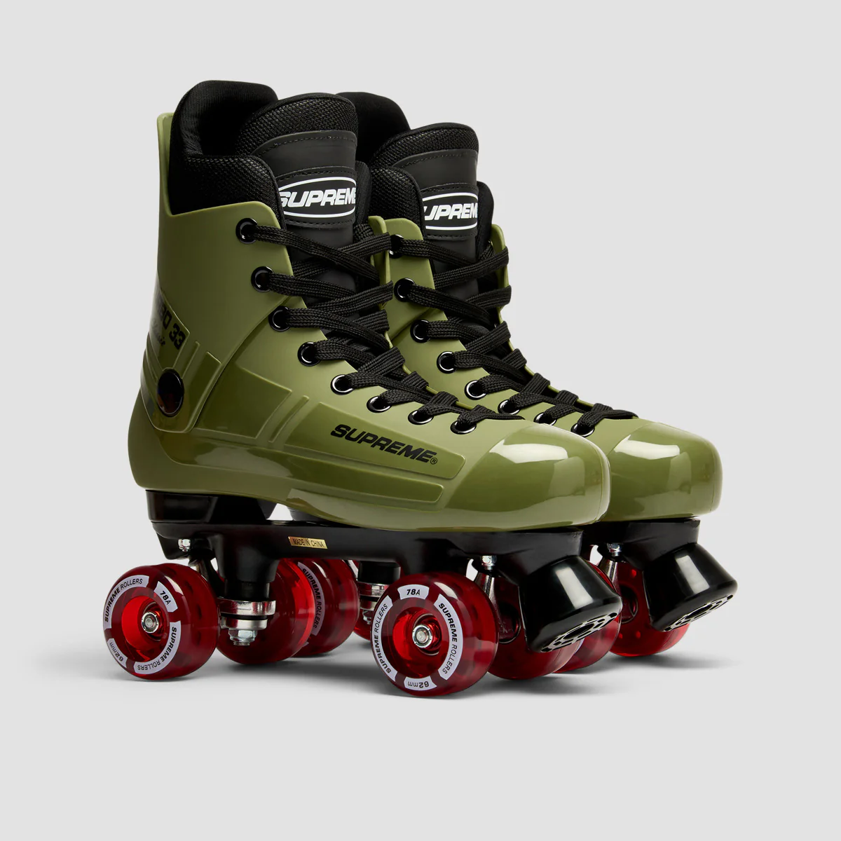 Supreme Turbo 33 Nylon Quad Skates Army Green/Red - Image 2