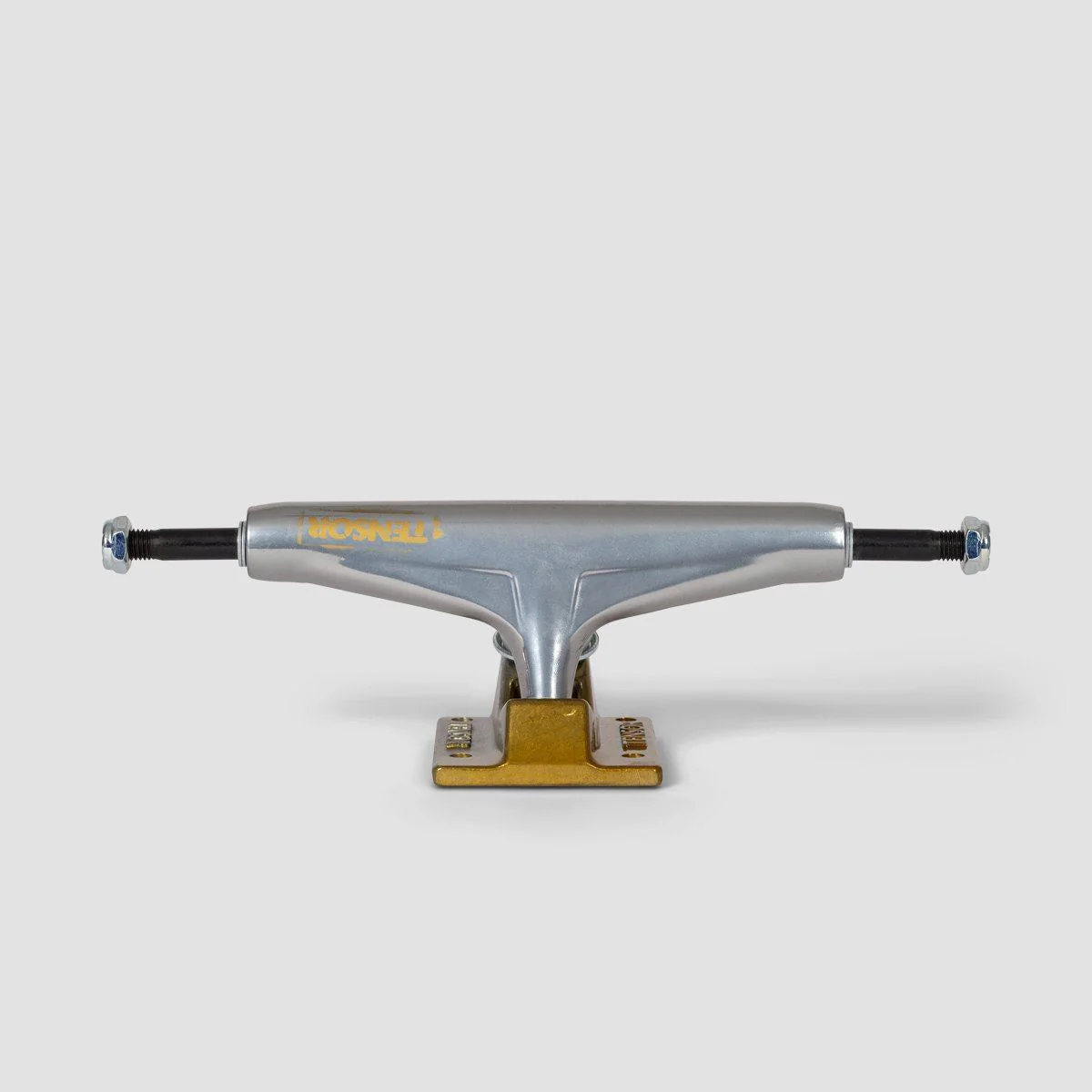 Tensor Aluminum Stencil Mirror 5.25 Skateboard Trucks 1 Pair Raw/Gold Fade - 7.875"