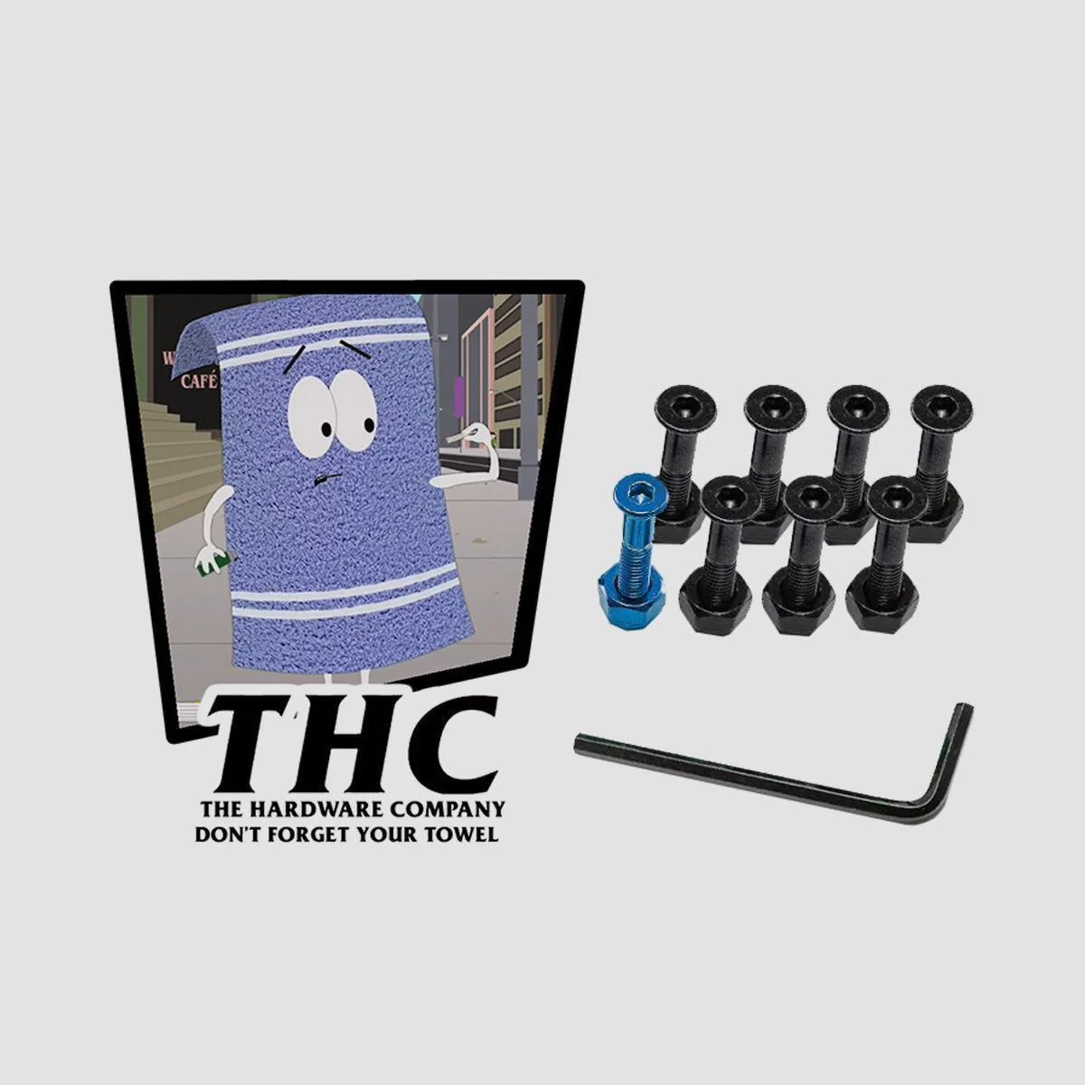 The Hardware Company THC Towelie Allen Truck Bolts Black/Blue 1" - Image 2