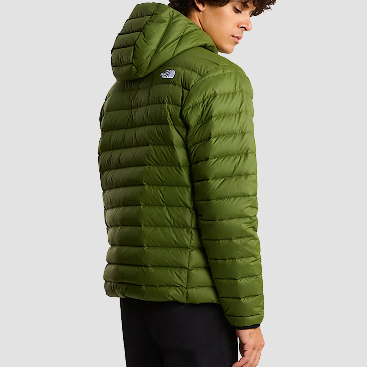 The North Face Classic Down Hooded Jacket Woodland Green - Image 2