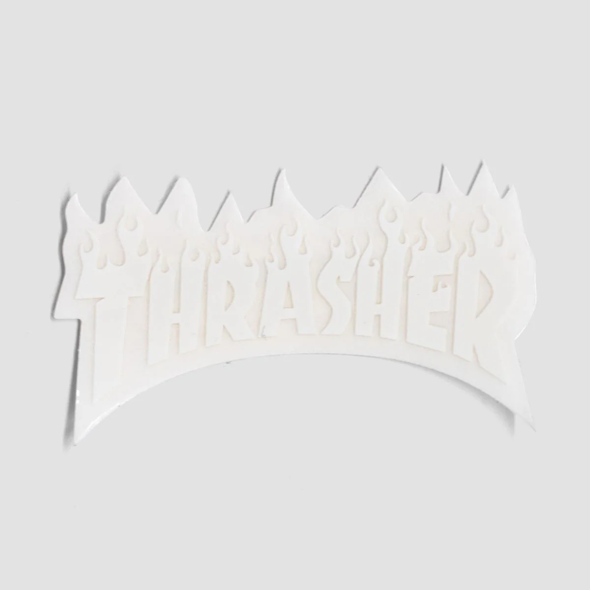 Thrasher Flame Logo Small Sticker White 80x45mm