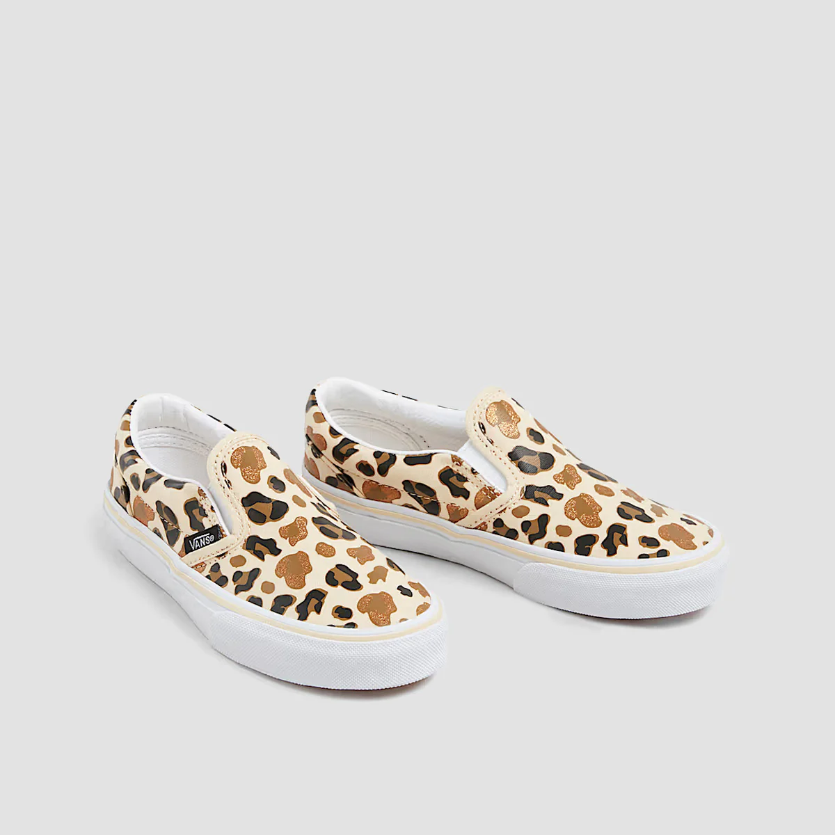 Vans Classic Slip-On Shoes - Leopard Glitter Brown/True White - Kids - Image 2