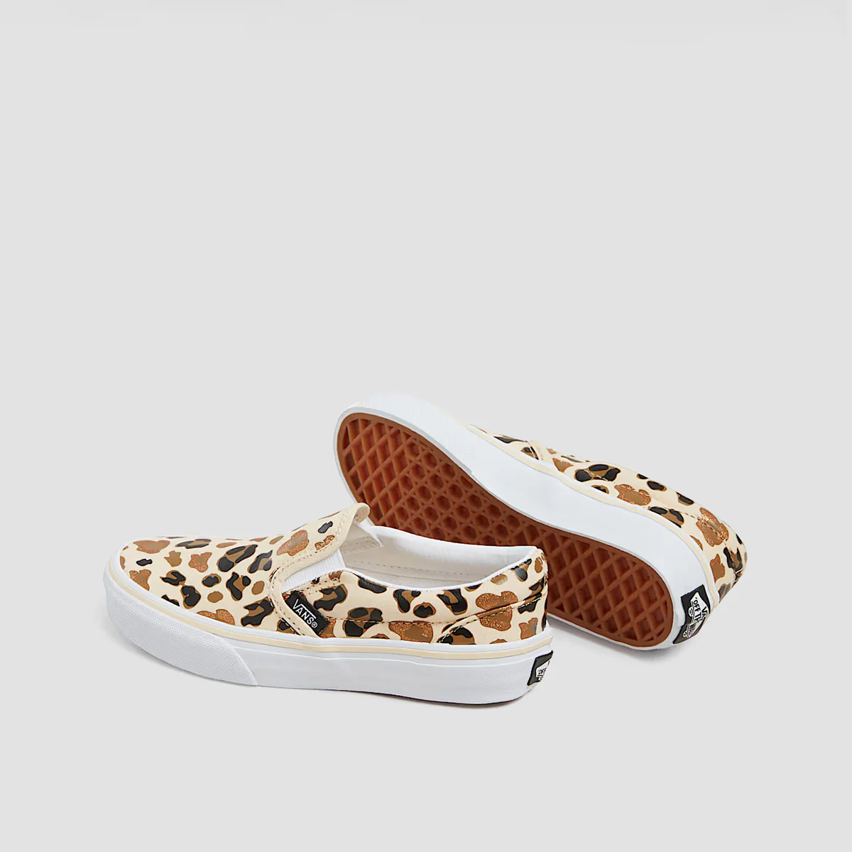 Vans Classic Slip-On Shoes - Leopard Glitter Brown/True White - Kids - Image 3