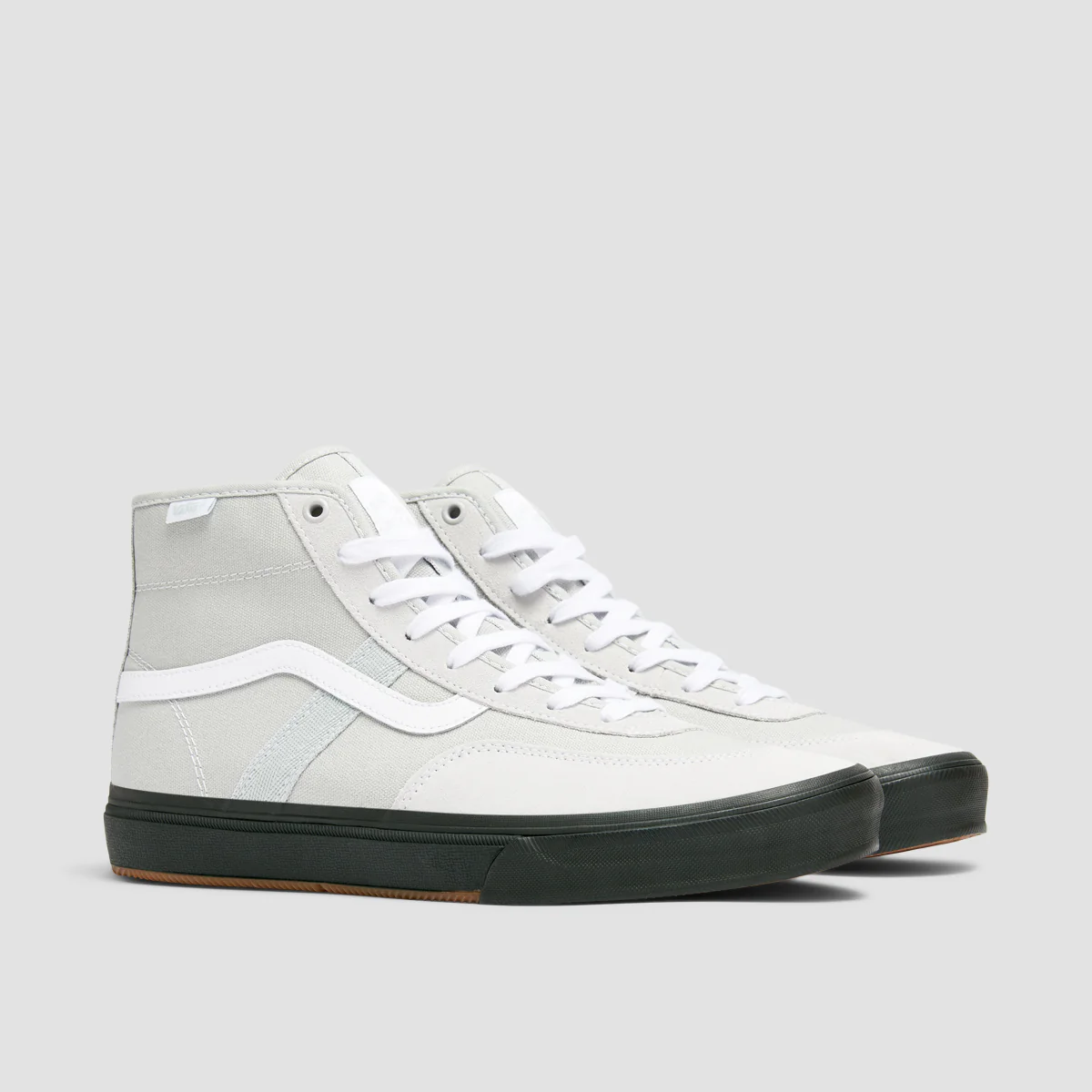 Vans Crockett High Top Shoes - Light Grey/Black - Image 2