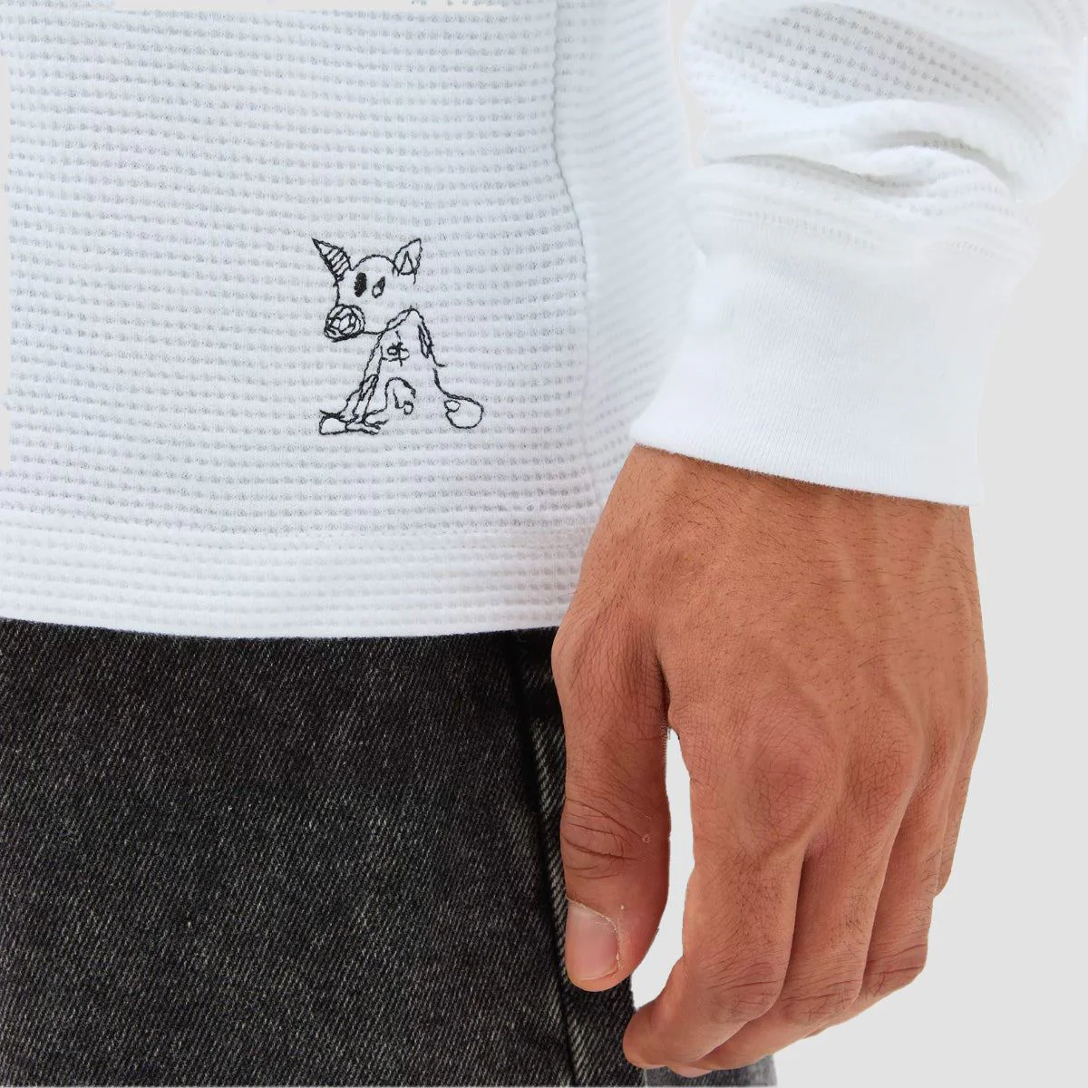 Vans Nick Michel Longsleeve Thermal Sweatshirt White - Image 2