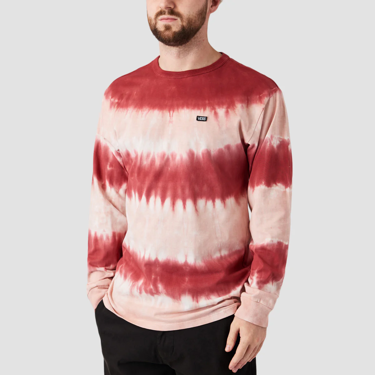 Vans Off The Wall Stripe Tie Dye Longsleeve T-Shirt Syrah - Image 2