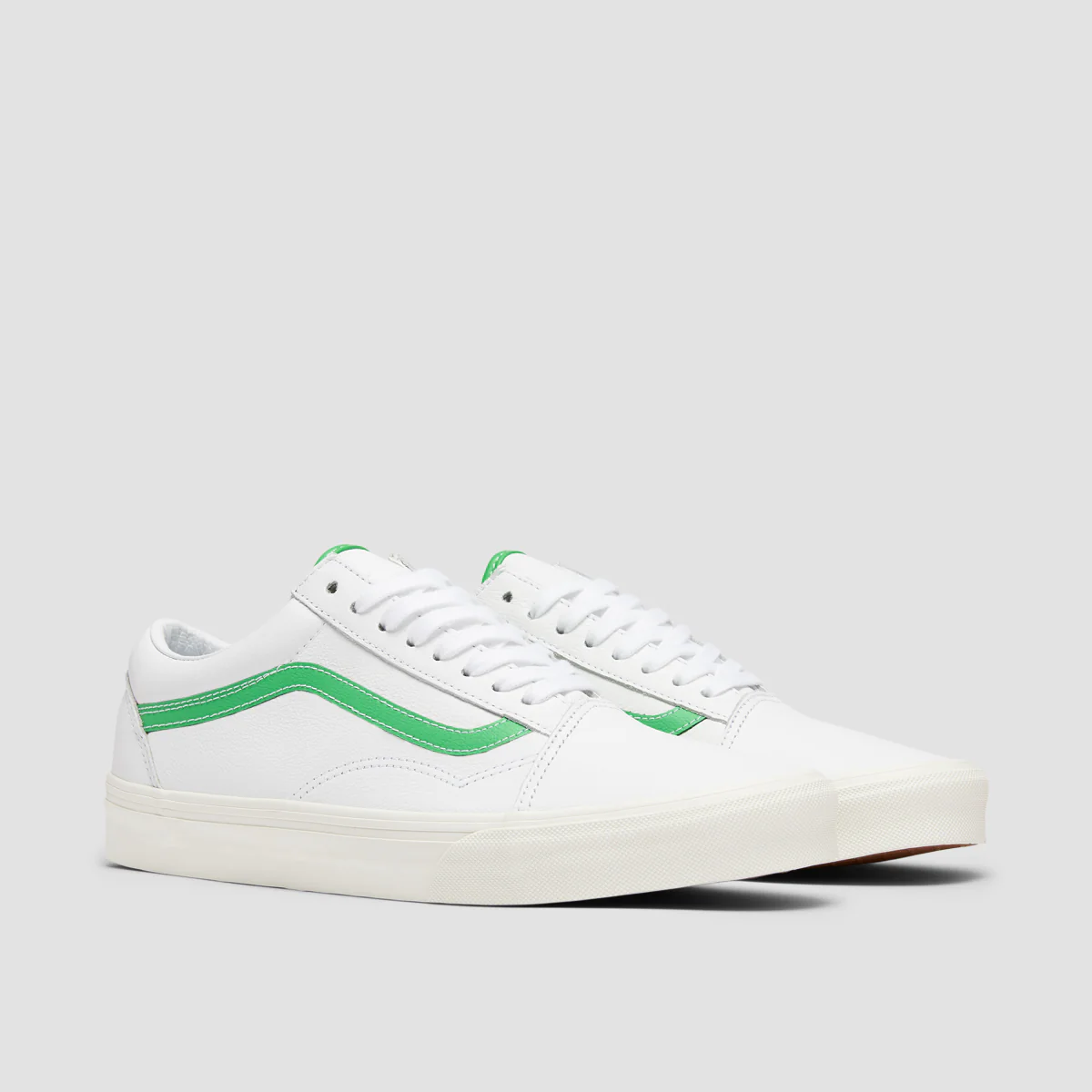 Vans Old Skool Shoes - Leather White/Green - Image 2