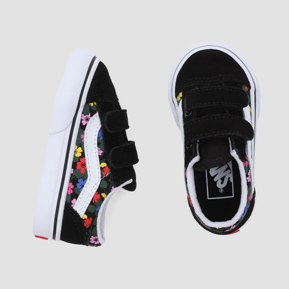 Vans Old Skool V Toddler Shoes - Floral Black/White - Kids - Image 2