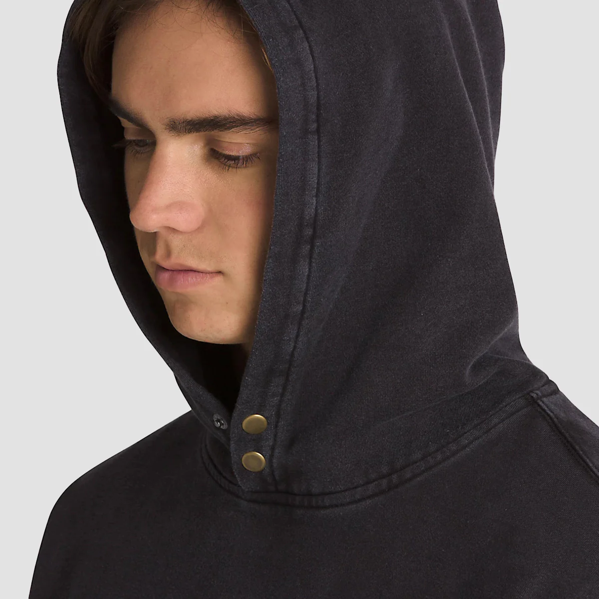 Vans Scripted Double Snap Loose Pullover Hoodie Black - Image 2