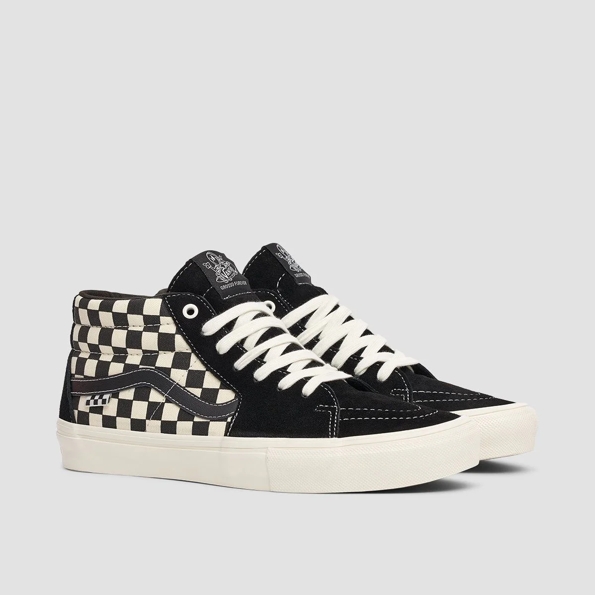 Vans Skate Grosso Mid Shoes - Checkerboard Black/Marshmallow - Image 2