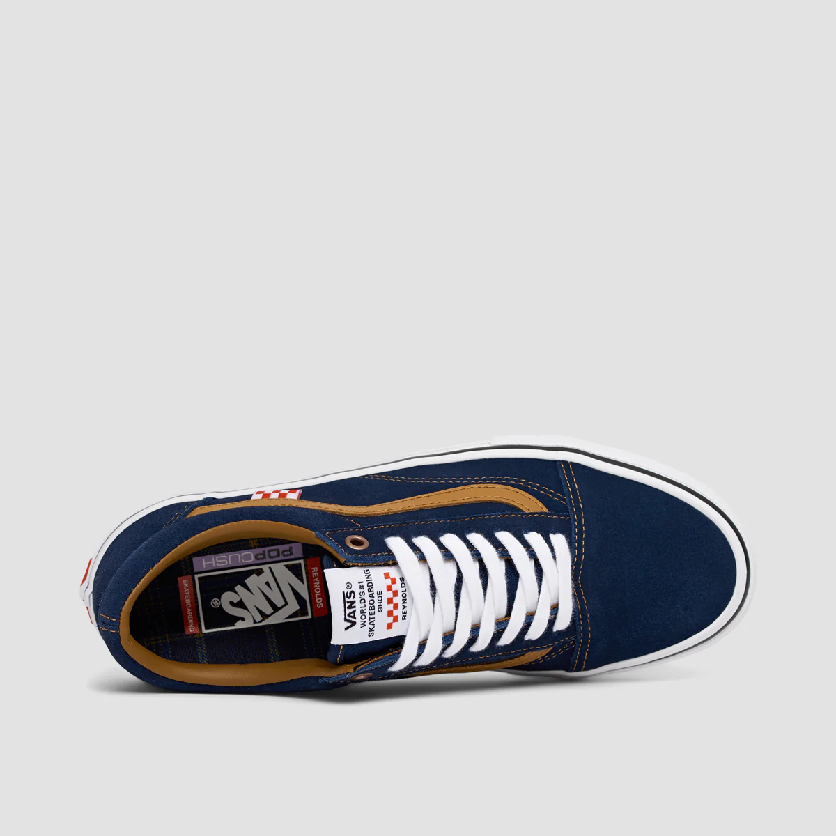 Vans Skate Old Skool Shoes - Reynolds Navy/Golden Brown - Image 4