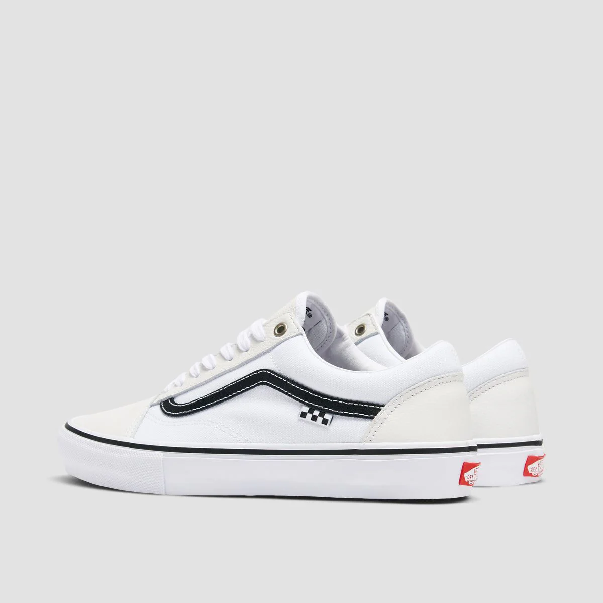 Vans Skate Old Skool Shoes - Leather White/White - Image 3