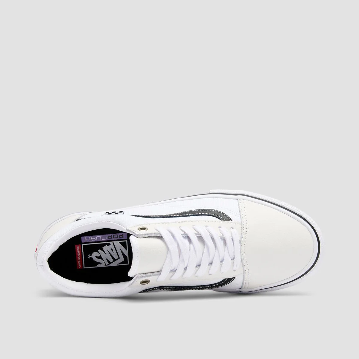Vans Skate Old Skool Shoes - Leather White/White - Image 4