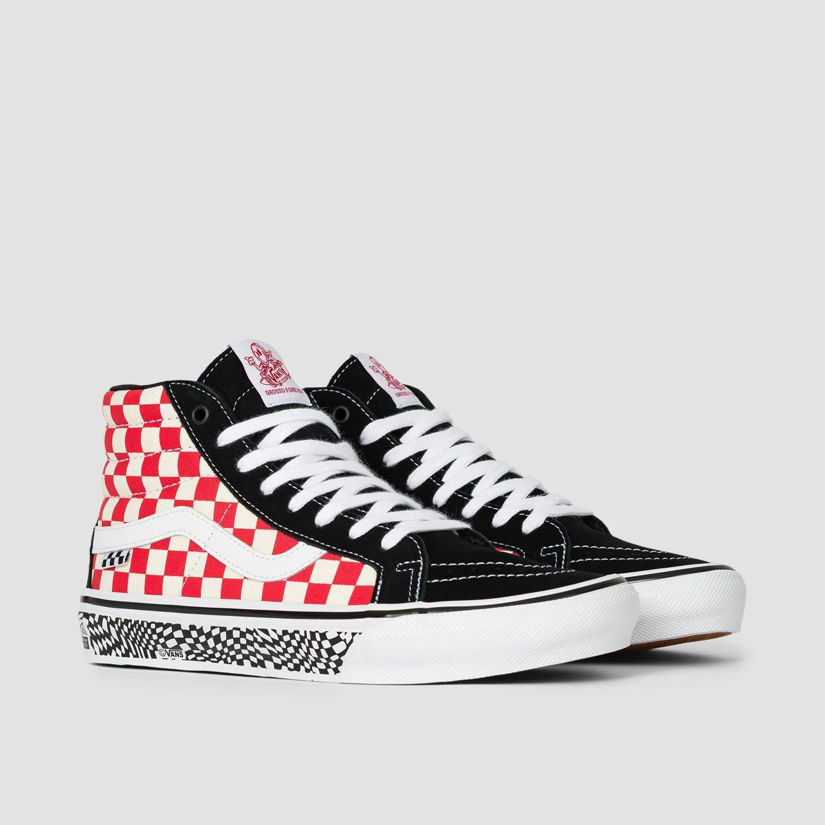 Vans Skate Sk8-Hi Reissue Shoes - Grosso '84 Black/Red Check - Image 2