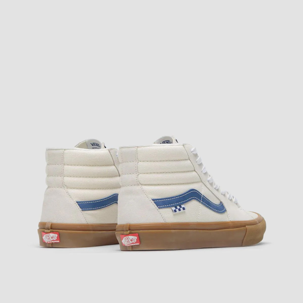 Vans Skate Sk8-Hi Top Shoes - Marshmallow/Blue/Gum - Image 3
