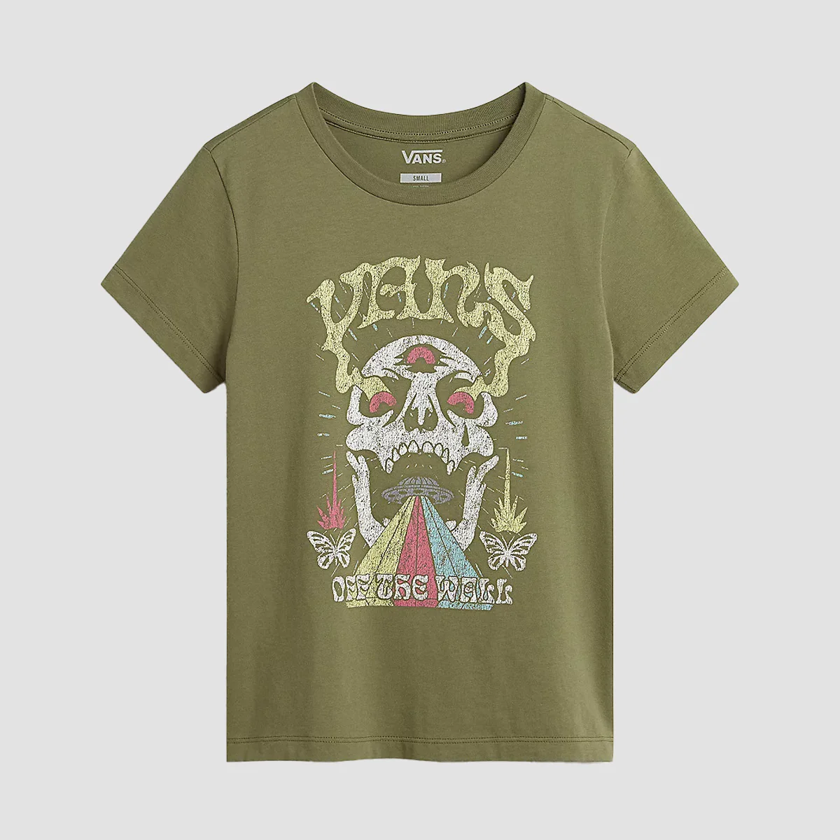Vans Skull Saucer Crew T-Shirt Olivine - Womens - Image 2