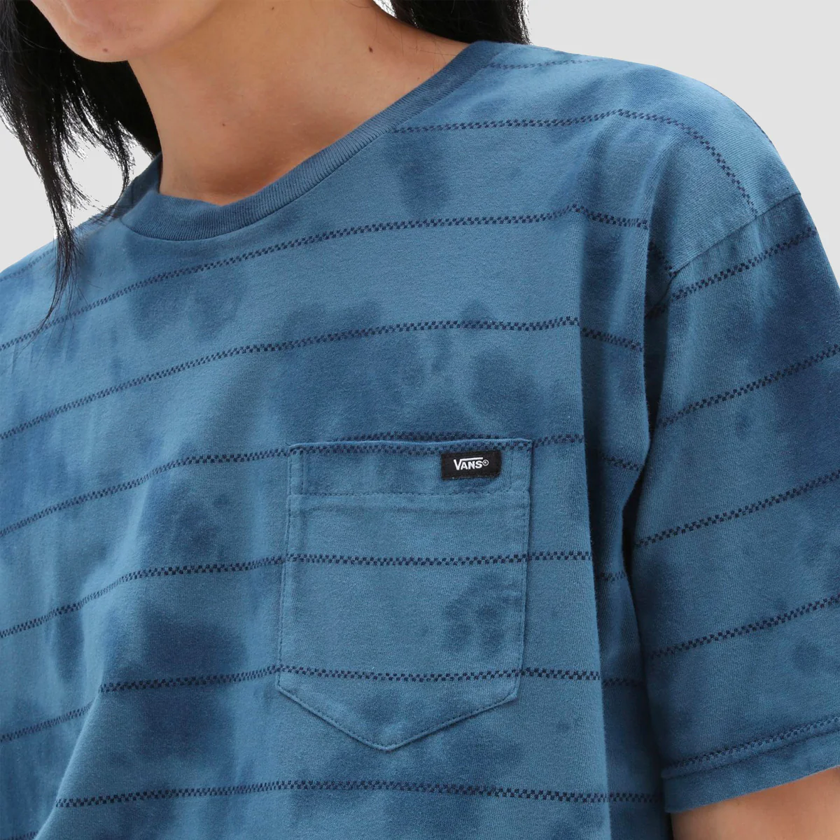Vans Tiedye Checkerstripe II Pocket T-Shirt Vans Teal - Image 2