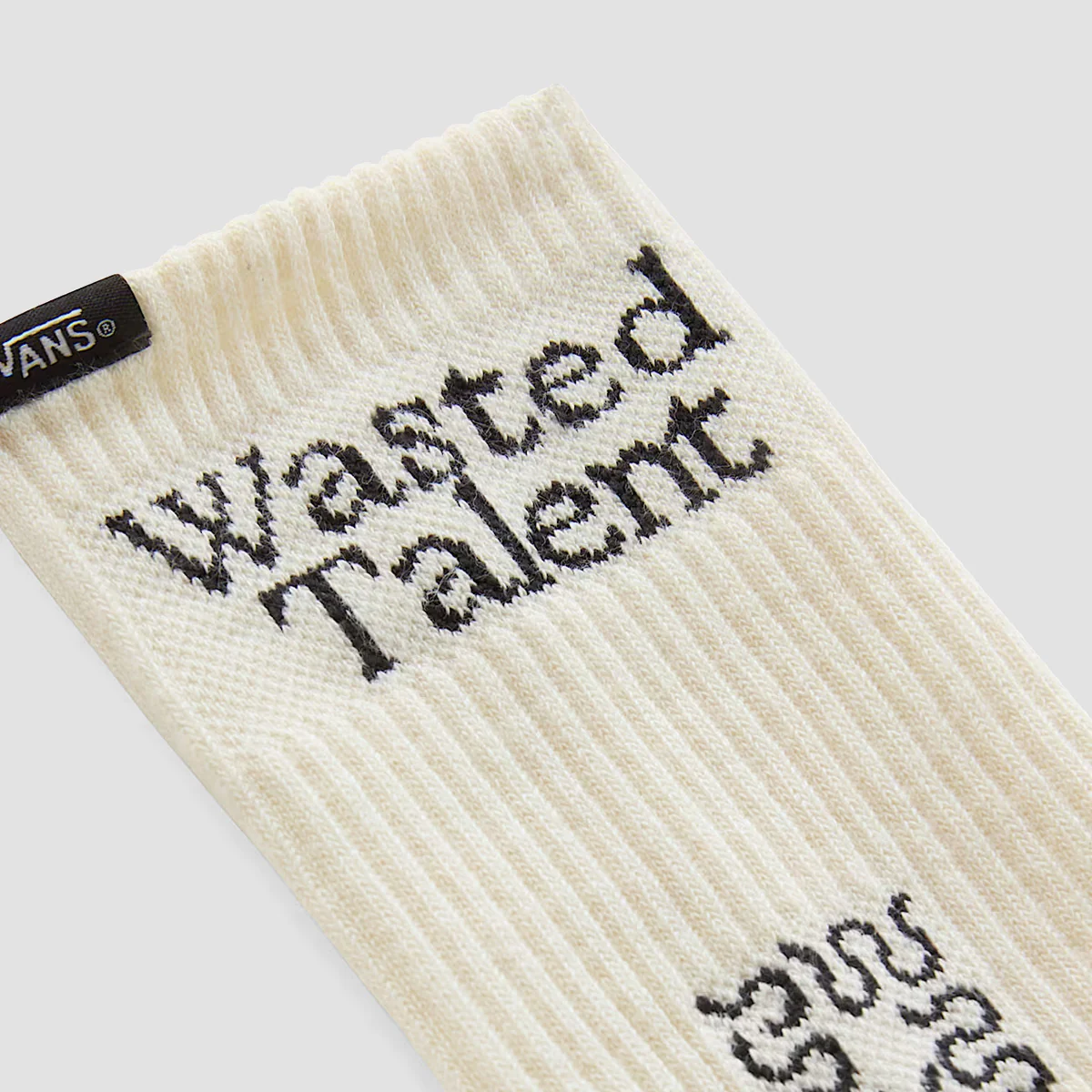 Vans X Wasted Talent Check Crew Socks Antique White - Image 2