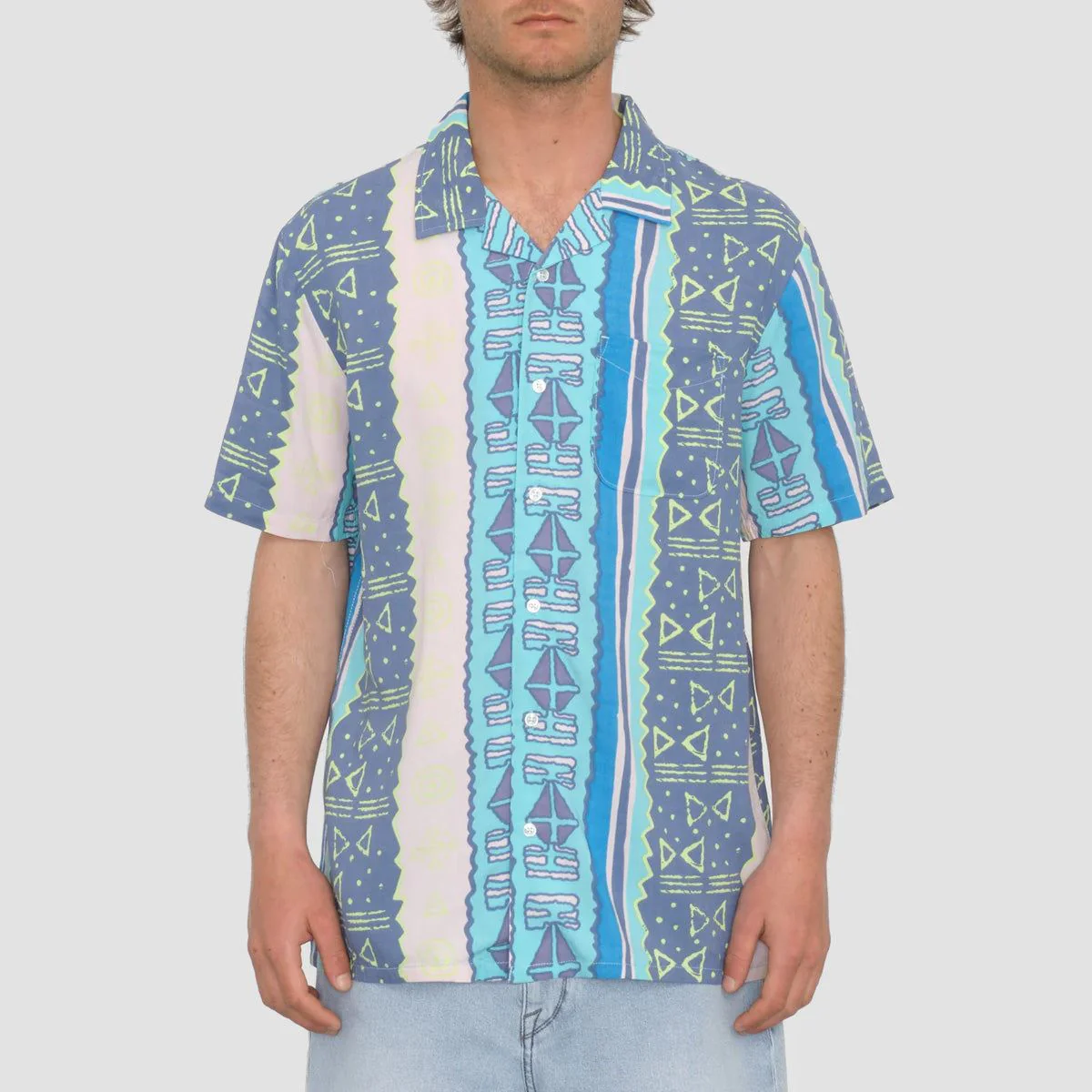 Volcom Bold Moves Short Sleeve Shirt  Crete Blue