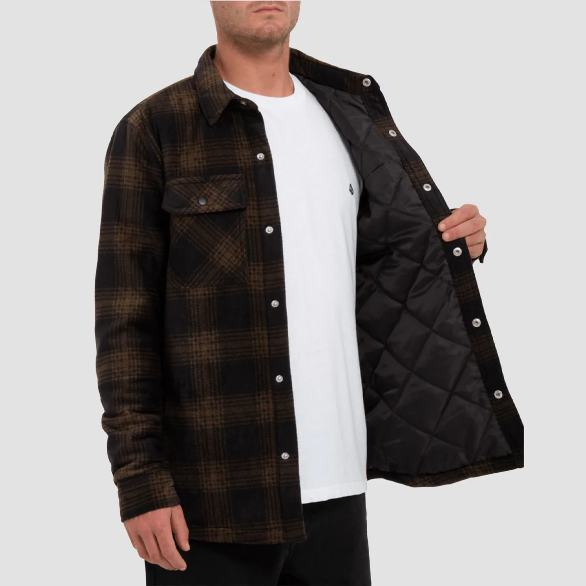 Volcom Bowered Fleece Longsleeve Shirt Jacket Bison - Image 3