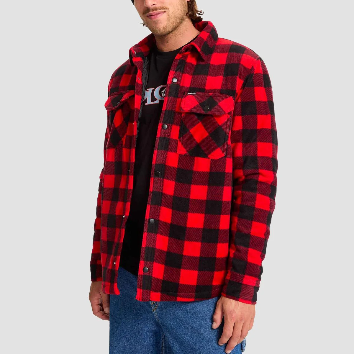 Volcom Bowered Fleece Longsleeve Shirt Lifeguard Red - Image 3