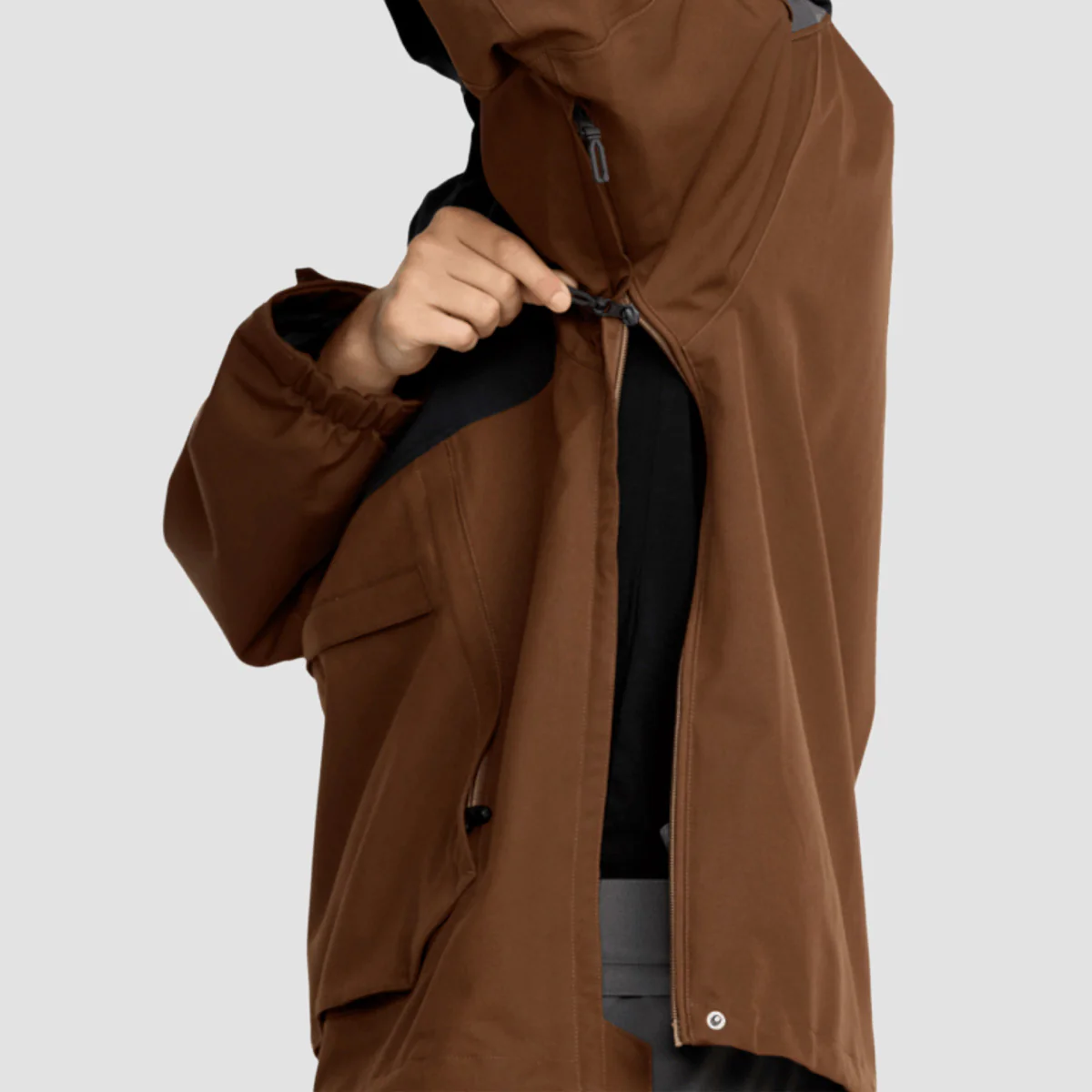 Volcom Brighton 15K Pullover Snow Jacket Brown - Image 3
