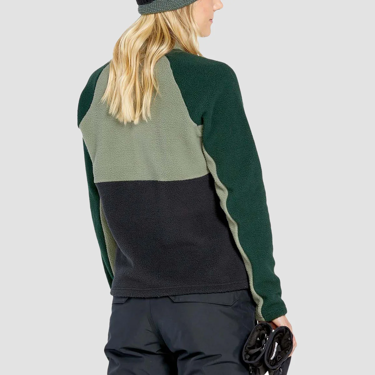 Volcom Demi Half Zip Sherpa Fleece Sweatershirt Lichen Green - Womens - Image 2