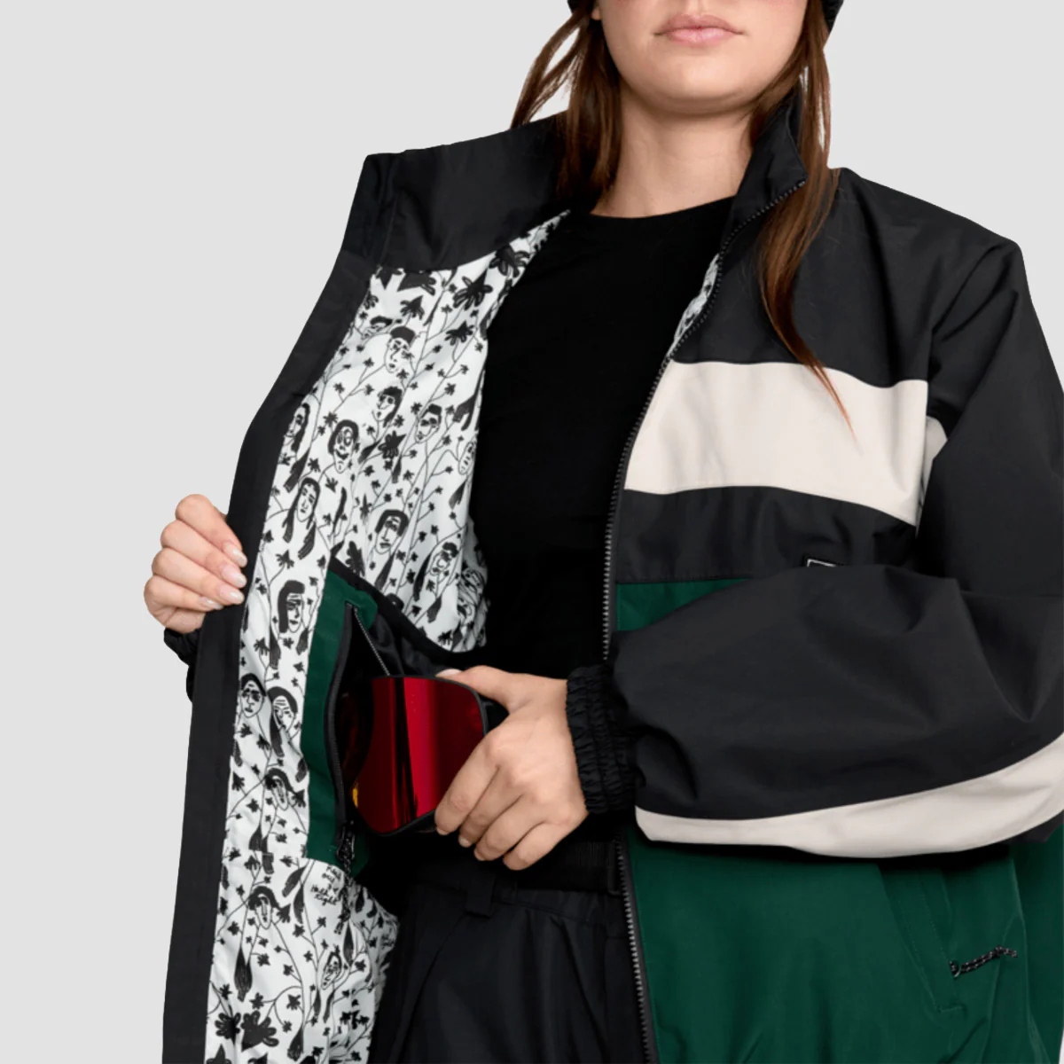 Volcom DLM 20K Snow Jacket Black Green - Womens - Image 3